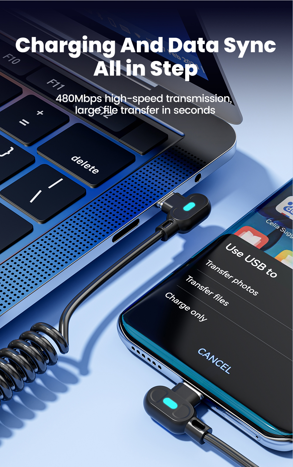 Twitch Retractable PD60W Fast Charging Type C ถึง Type C สาย 1M 1.5M ...