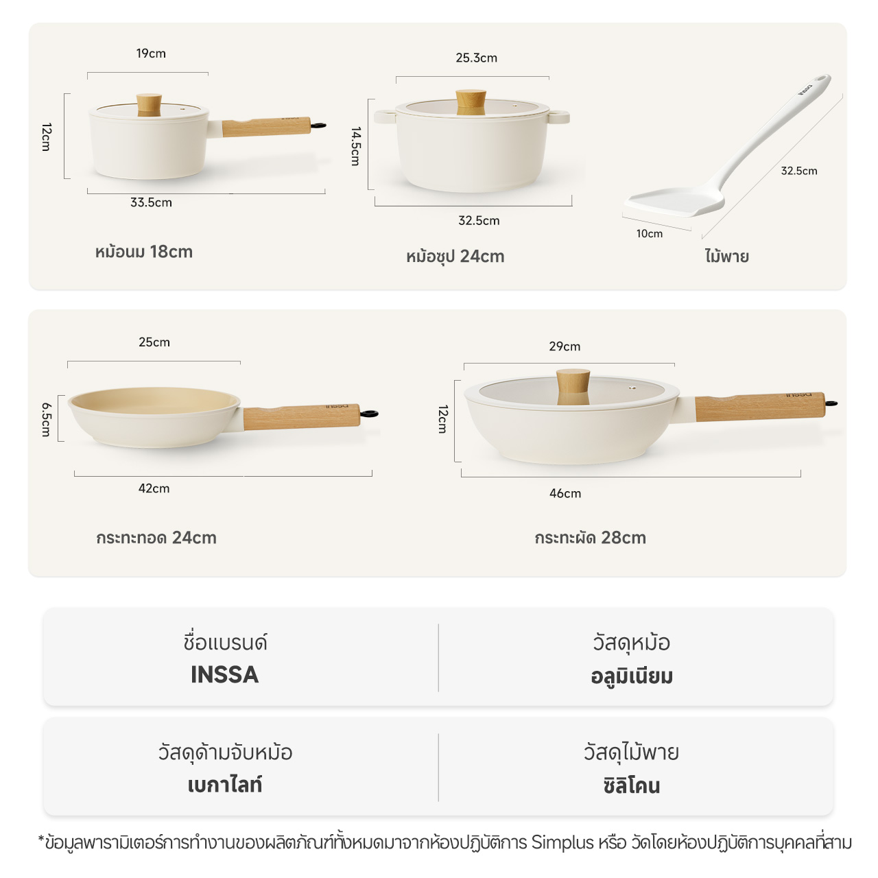 Simplus x INSSA ชุดหม้อกระทะ 8 ชิ้น ซีรีย์พุดดิ้งคาราเมล เคลือบสารกัน ...