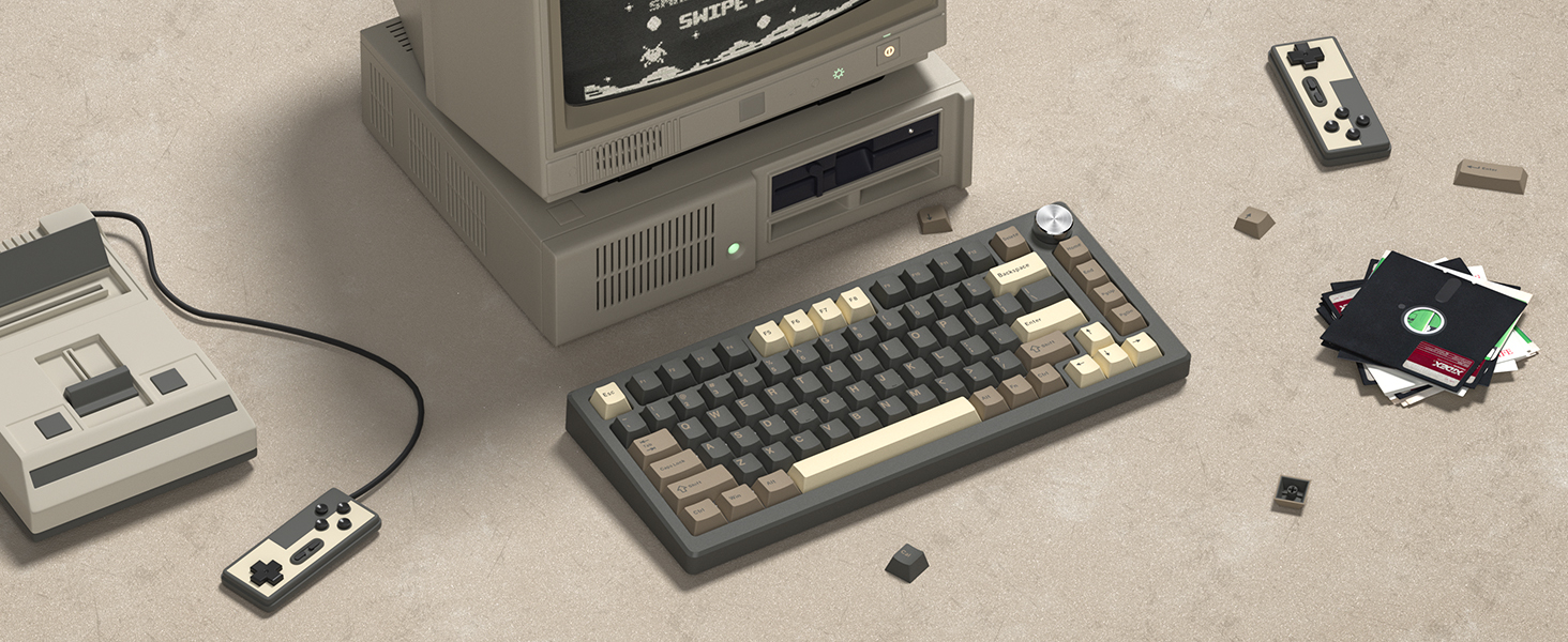 Womier PBT Retro Brown Keycaps ชุดโปรไฟล์เชอร์รี่ 138 คีย์ Custom ...