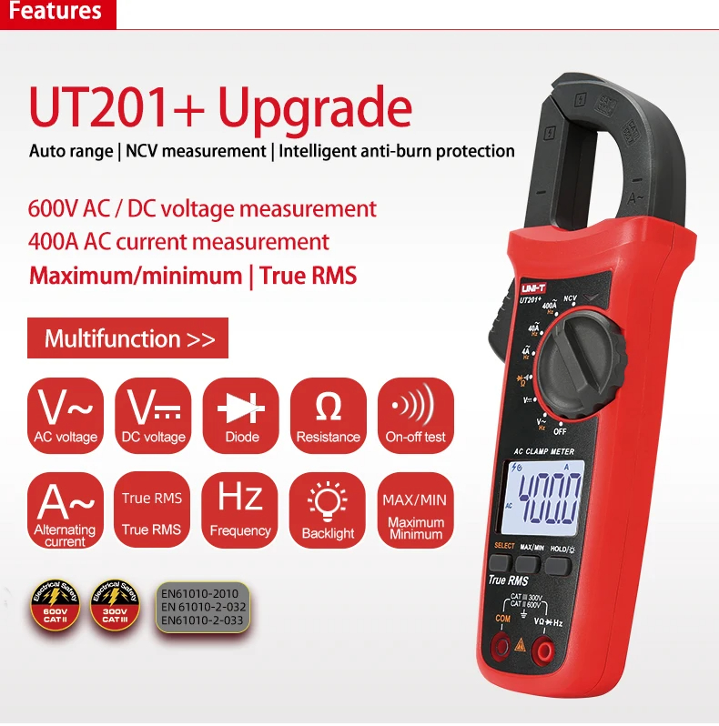UNI-T Digital Clamp Meter UT201+/UT202+/UT204 Plus เครื่องทดสอบดิจิตอล ...
