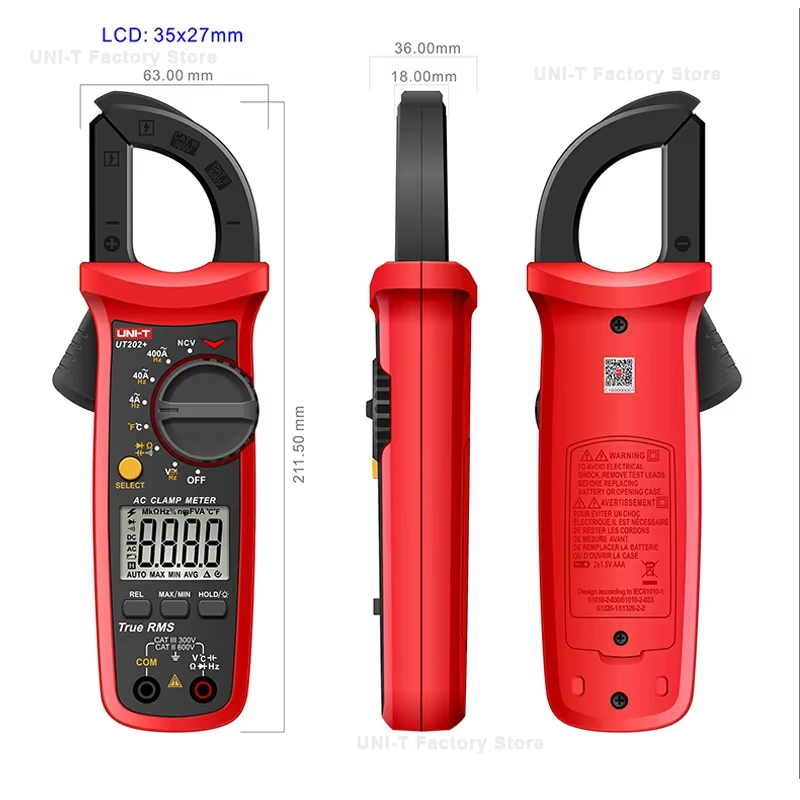UNI-T Digital Clamp Meter UT201+/UT202+/UT204 Plus เครื่องทดสอบดิจิตอล ...