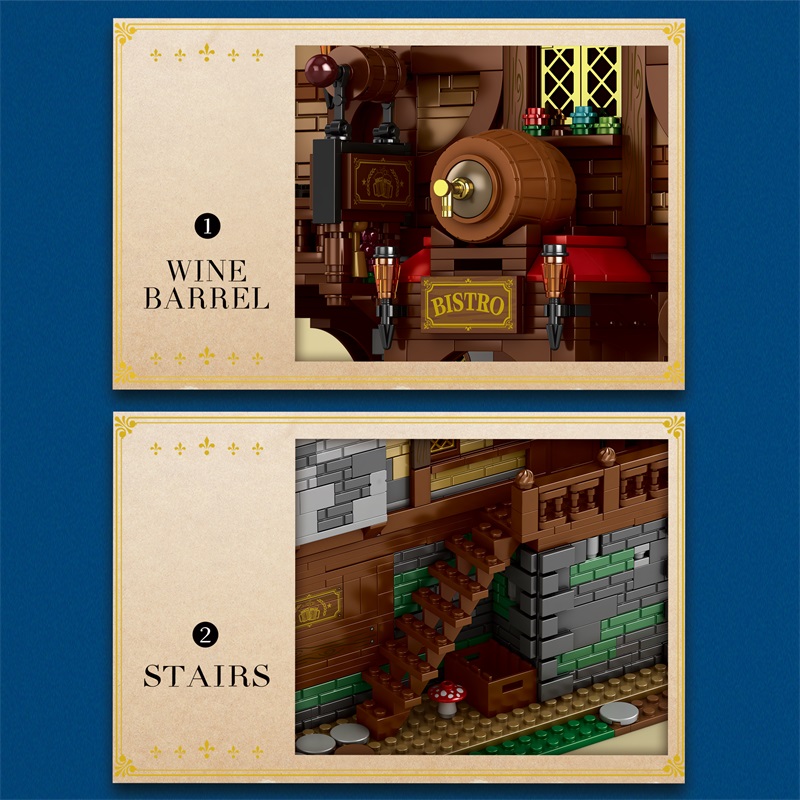 ยุคกลาง Tavern Building Blocks 3114 ชิ้น Reobrix สถาปัตยกรรมอิฐของเล่น ...