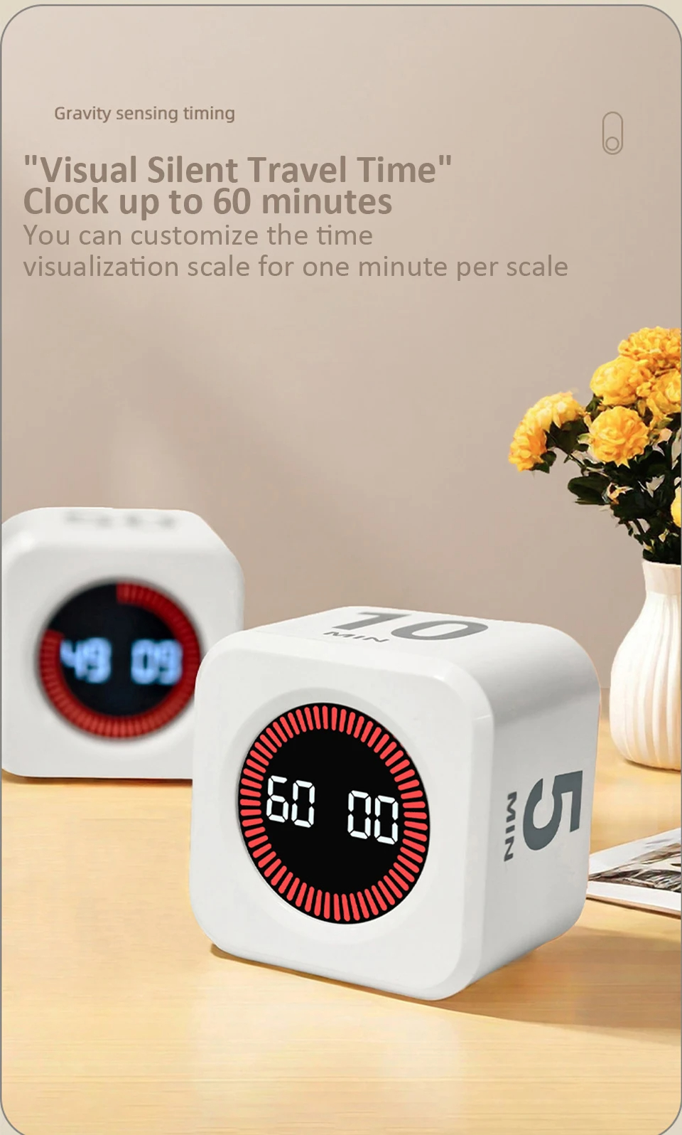 Digital Cube Timer ปรับเสียงและการสั่นสะเทือนหมุน Kitchel Timer ...