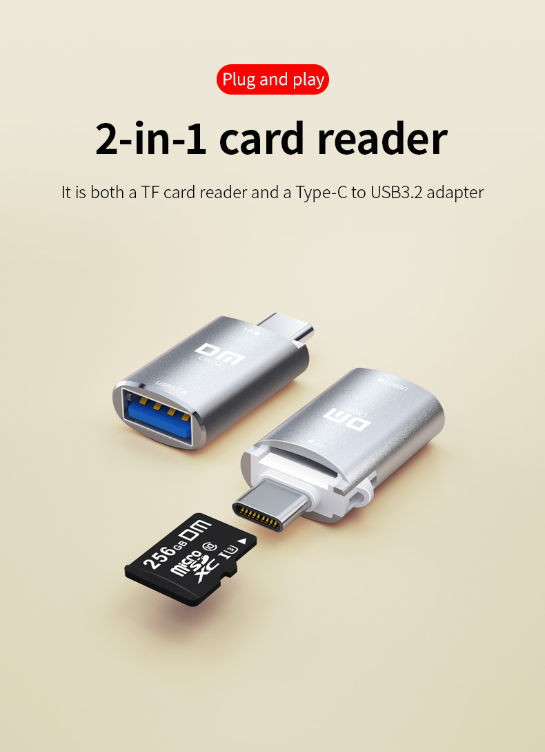 Dm CR032 เครื่องอ่านการ์ด TF แบบสองพอร์ต (Type-C และ USB-A) | Shopee ...