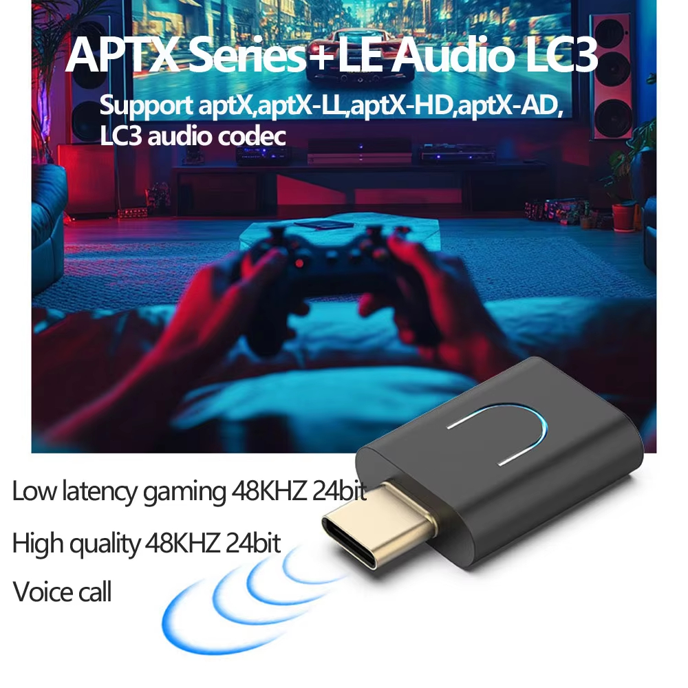 Le Audio LC3 บลูทูธ 5.4 เครื่องส่งสัญญาณเสียง aptX-LL/HD Type-c อะแดปเต ...