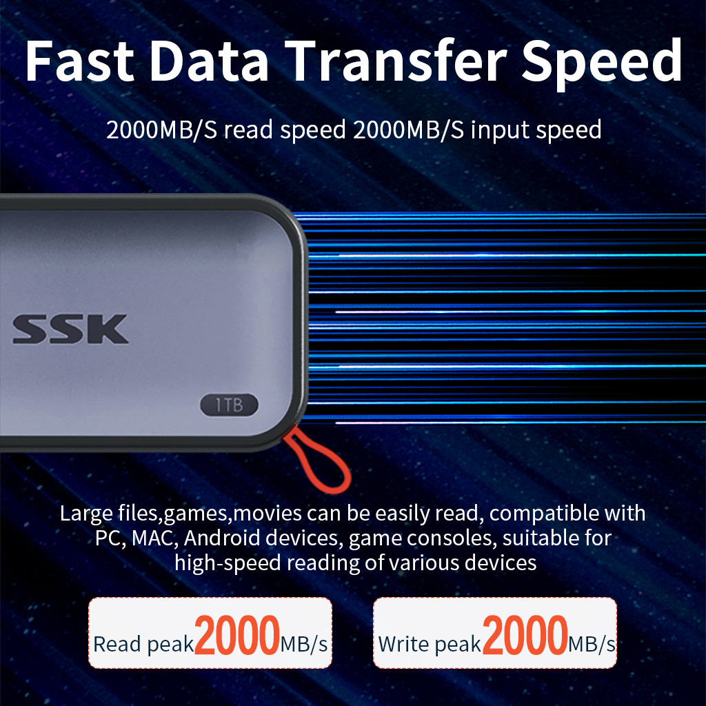 SSK 2000MB/s SD500 PRO SSD 1TB แบบพกพาภายนอก SSD USB3.2 Gen2x2 ไดรฟ์ ...