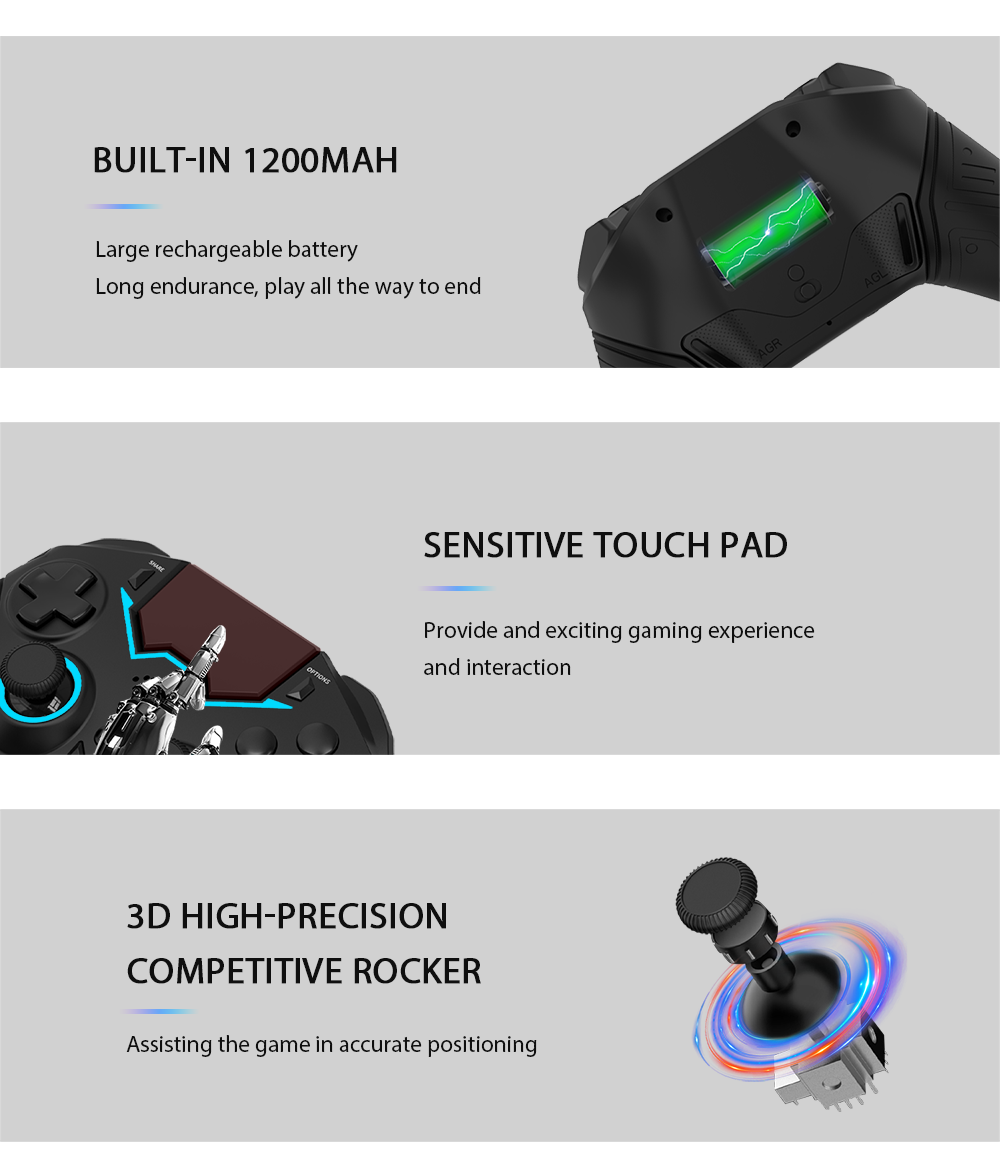 6121 NE Controller สําหรับ PS4 PS3 iPhone ไร้สายบลูทูธ Gamepad รีโมท ...
