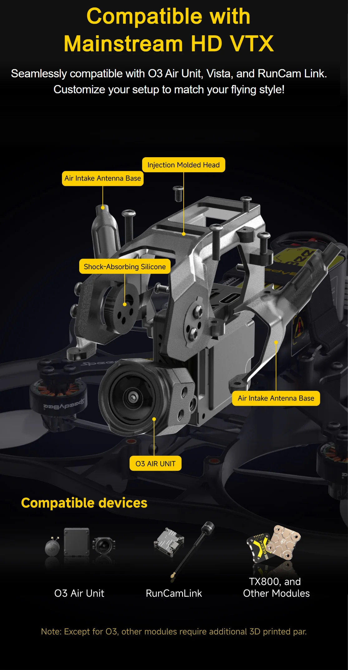 SpeedyBee Bee25 2.5 นิ้ว PRO/LITE EXT การปรับแต่งไร้สายสําหรับ O3 Air ...