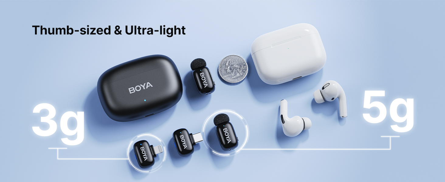 BOYA mini ไมค์ไร้สาย ตัดเสียงรบกวน ไมค์อัดเสียง เล็กที่สุด Type-C ไมค์ไอโฟน สำหรับ iPhone / Android