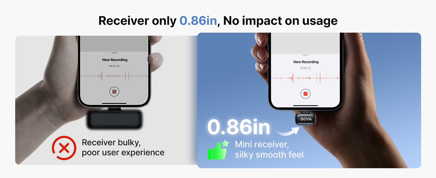 BOYA mini ไมค์ไร้สาย ตัดเสียงรบกวน ไมค์อัดเสียง เล็กที่สุด Type-C ไมค์ไอโฟน สำหรับ iPhone / Android