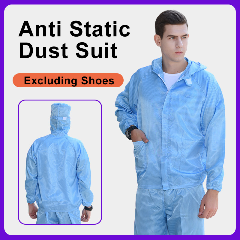 ห้องสะอาด Overall Jumpsuit Coverall ESD PPE Suit Washable Reusable Anti ...