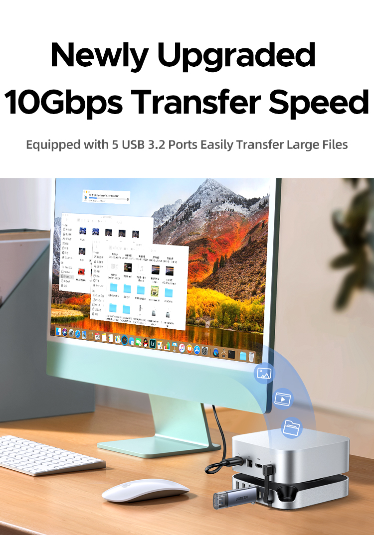 UGREEN USB HUB Docking Station สําหรับ Mac Mini M4 M4 Pro M.2 NVMe SSD ...