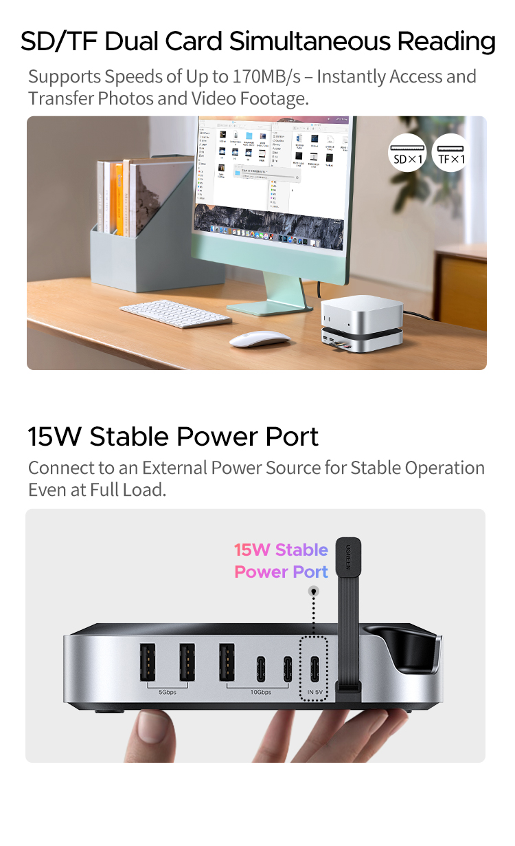 UGREEN USB HUB Docking Station สําหรับ Mac Mini M4 M4 Pro M.2 NVMe SSD ...