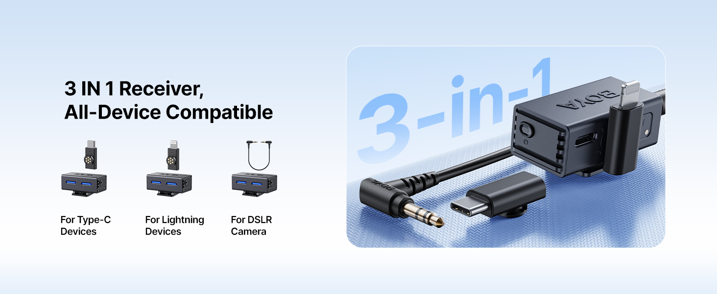 BOYA BOYALINK 3 ไมค์ไร้สาย AI-Powered ไมค์ตัดเสียงรบกวน ไมค์ไลฟ์สด ไมค์อัดเสียง สำหรับ Phone กล้อง