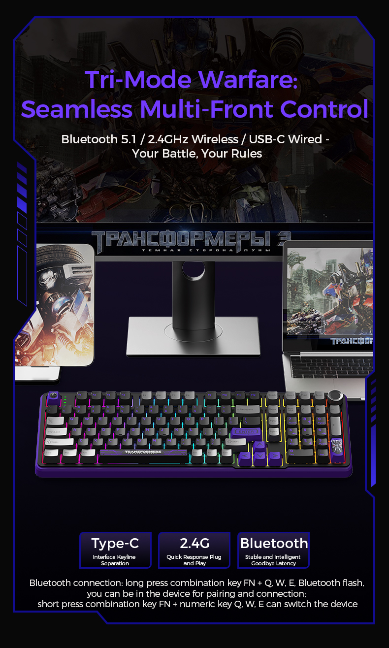 Transformers GK01 Mechanical Keyboard 101 ปุ่ม RGB Backlit Hot ...