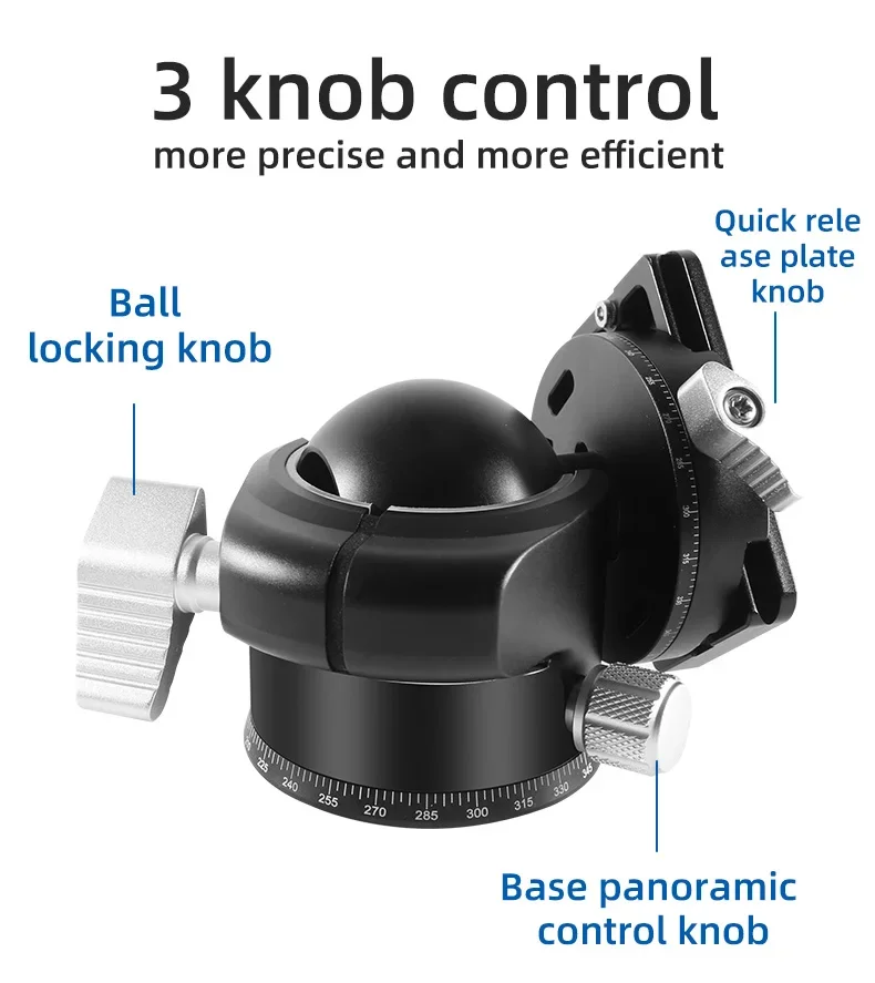 Bexin 55mm Tripod Head Universal Ball Head All Metal Low Profile ...