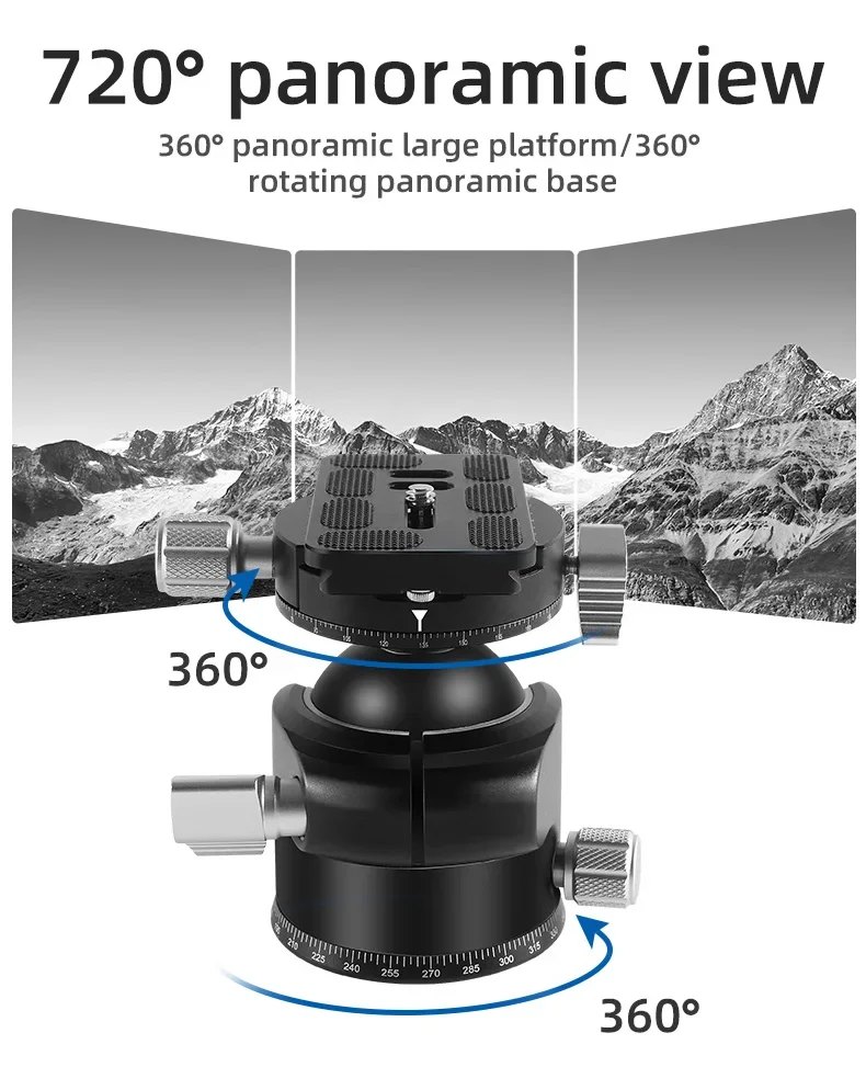 Bexin 55mm Tripod Head Universal Ball Head All Metal Low Profile ...