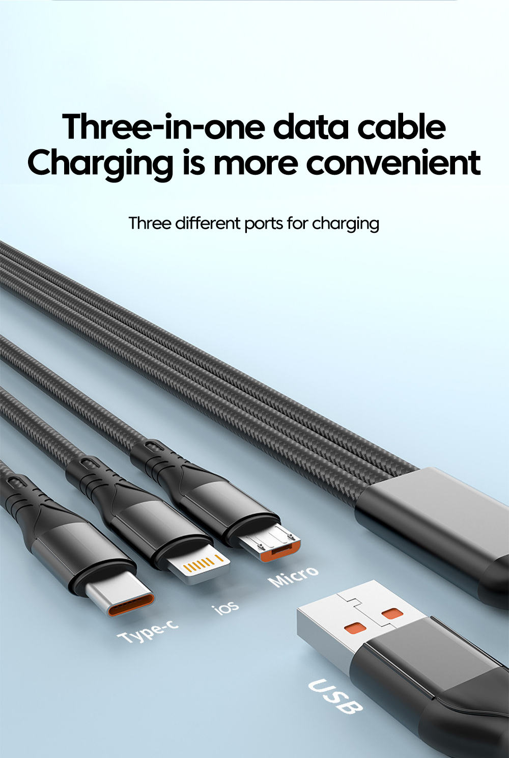 Twitch สีสัน 3 in 1 สายชาร์จ USB 66W Fast Charging Type C Data สายไฟ ...