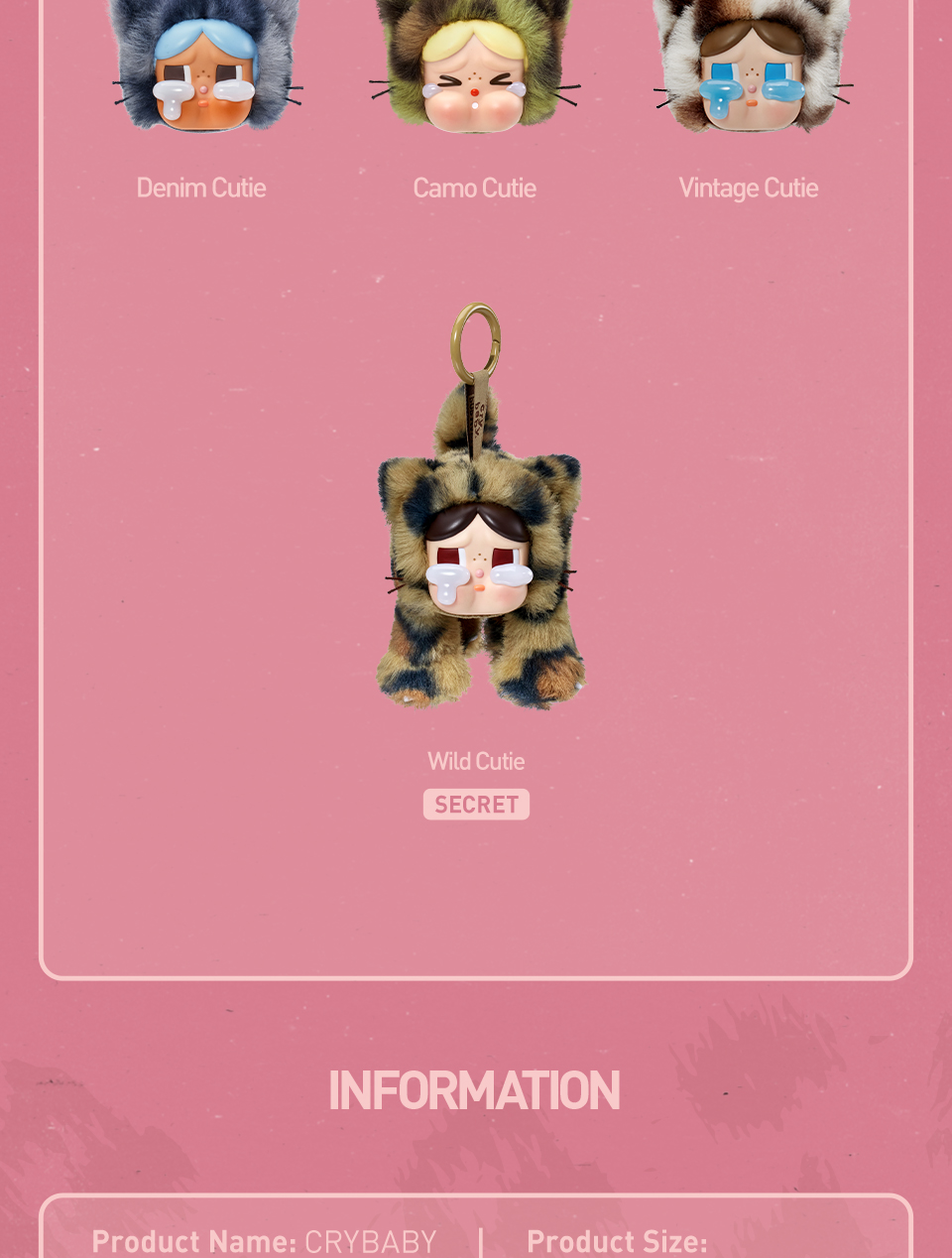 Seller] 100% Authentic POP MART - Crybaby Wild But Cutie Series Vinyl Plush Pendant / Phone