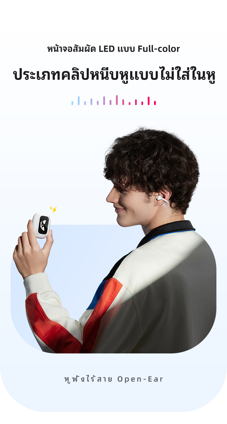 UGREEN Clipbuds Magic หูฟังบลูทูธคลิปหนีบ หน้าจอสัมผัสอัจฉริยะ Bluetooth 5.4 ความหน่วงต่ำ ใช้งานได้นาน 30 ชั่วโมง กันน้ำระดับ IPX5