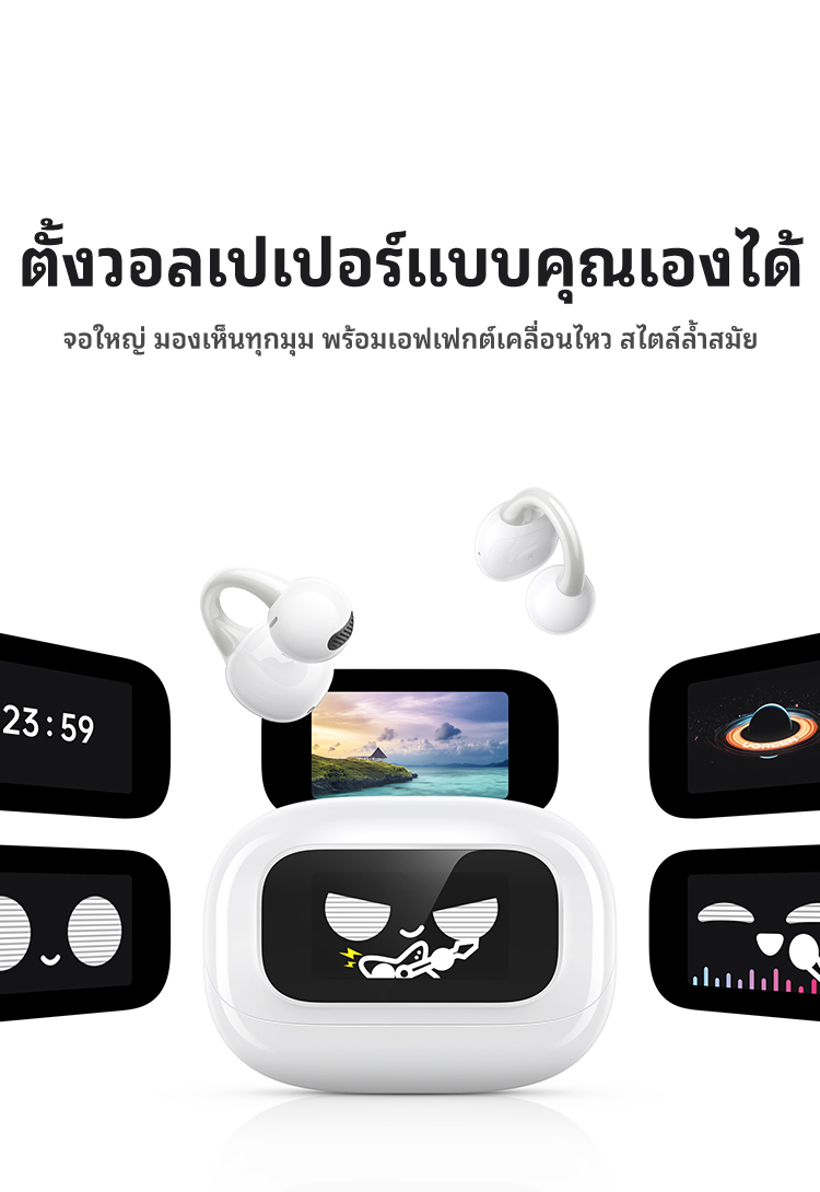 UGREEN Clipbuds Magic หูฟังบลูทูธคลิปหนีบ หน้าจอสัมผัสอัจฉริยะ Bluetooth 5.4 ความหน่วงต่ำ ใช้งานได้นาน 30 ชั่วโมง กันน้ำระดับ IPX5