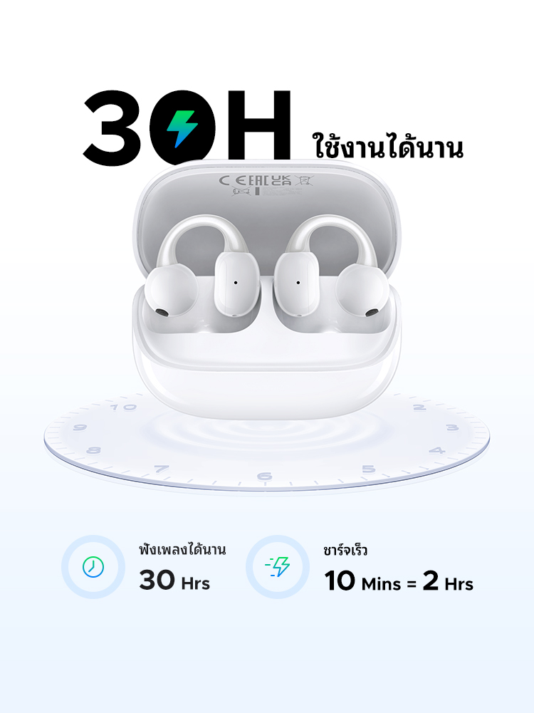 UGREEN Clipbuds Magic หูฟังบลูทูธคลิปหนีบ หน้าจอสัมผัสอัจฉริยะ Bluetooth 5.4 ความหน่วงต่ำ ใช้งานได้นาน 30 ชั่วโมง กันน้ำระดับ IPX5