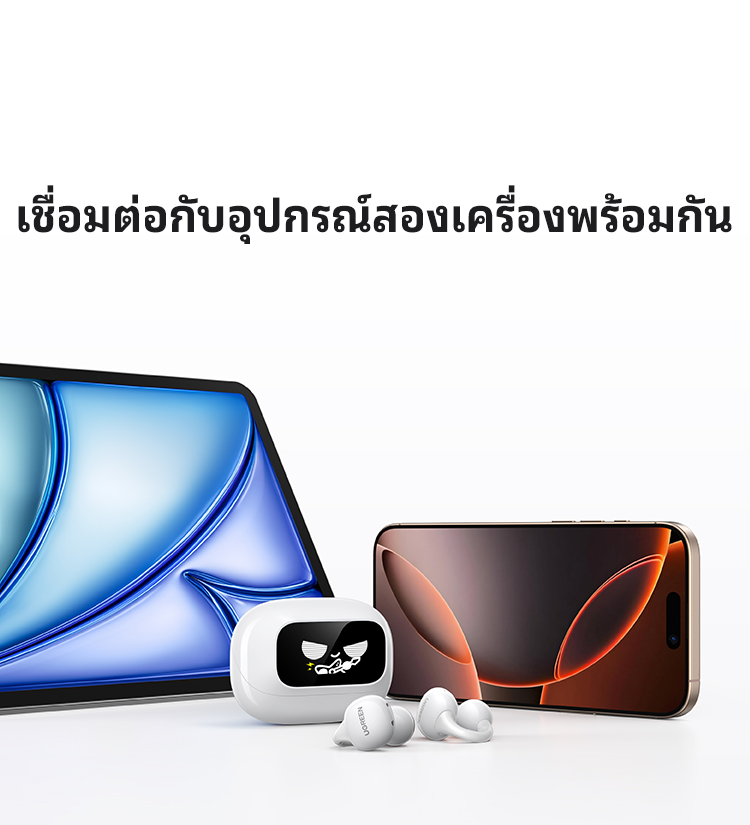UGREEN Clipbuds Magic หูฟังบลูทูธคลิปหนีบ หน้าจอสัมผัสอัจฉริยะ Bluetooth 5.4 ความหน่วงต่ำ ใช้งานได้นาน 30 ชั่วโมง กันน้ำระดับ IPX5
