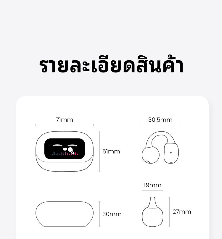 UGREEN Clipbuds Magic หูฟังบลูทูธคลิปหนีบ หน้าจอสัมผัสอัจฉริยะ Bluetooth 5.4 ความหน่วงต่ำ ใช้งานได้นาน 30 ชั่วโมง กันน้ำระดับ IPX5