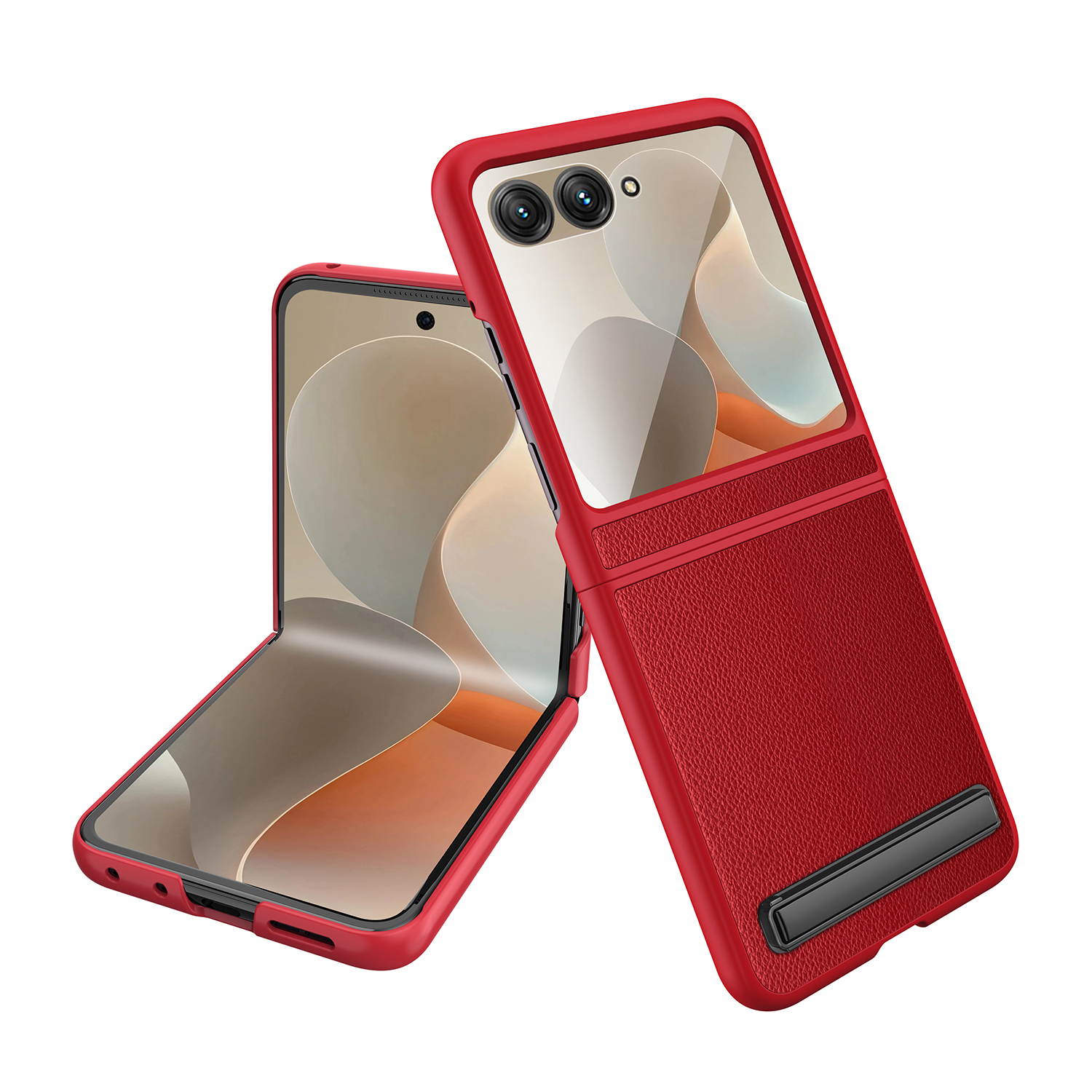 Lychee Snap Case พร้อมขาตั้งและตัวป้องกันกระจกสําหรับ Motorola Razr 60 ...