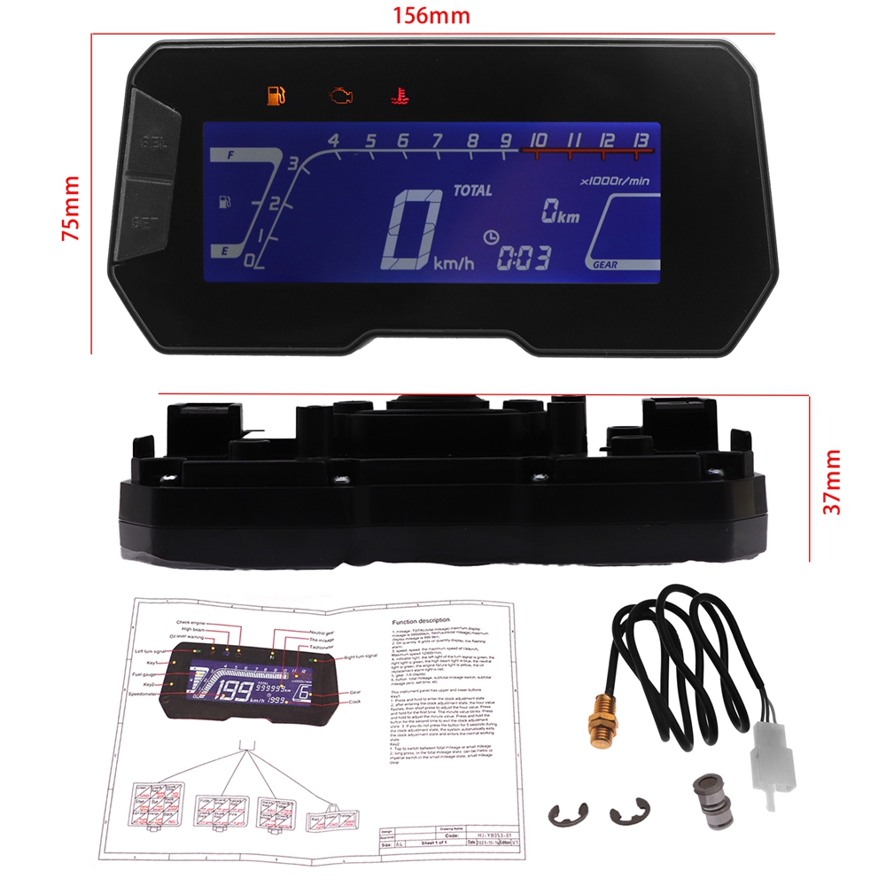 ใหม่ปรับรถจักรยานยนต์ดิจิตอล speedometer เครื่องวัดระยะทาง RPM LED ...