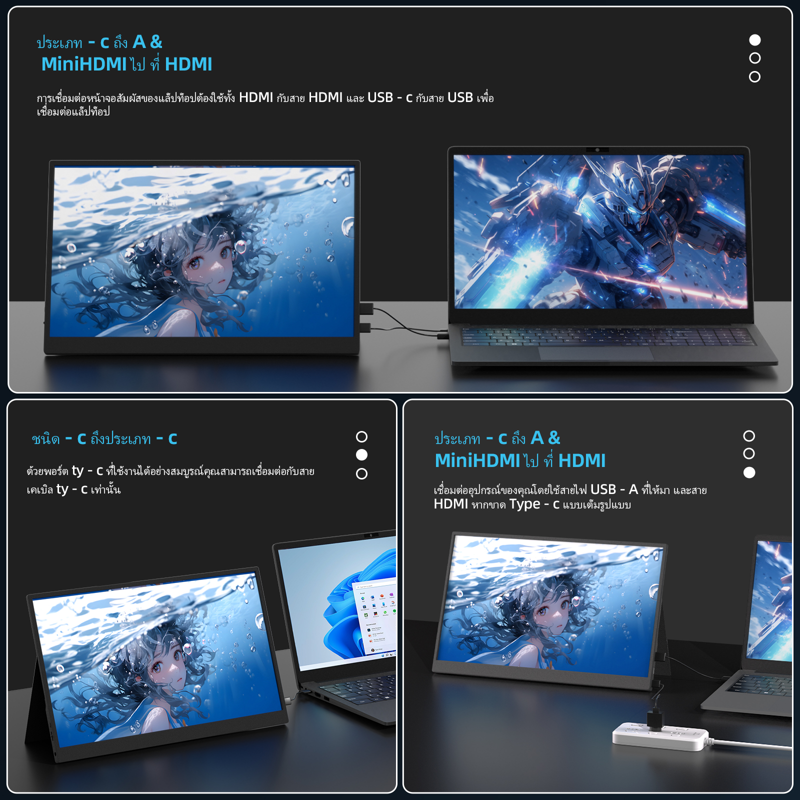 จอภาพแบบพกพา 15.6 หน้าจอสัมผัส LED FULL HD Gaming Monitor FDH 1920 ...