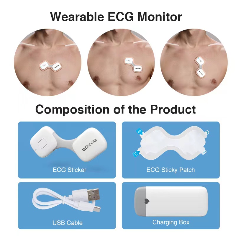 YONKER 36 ชั่วโมง Heart Rate ECG EKG บลูทูธชาร์จ Holter ECG Monitor การ ...