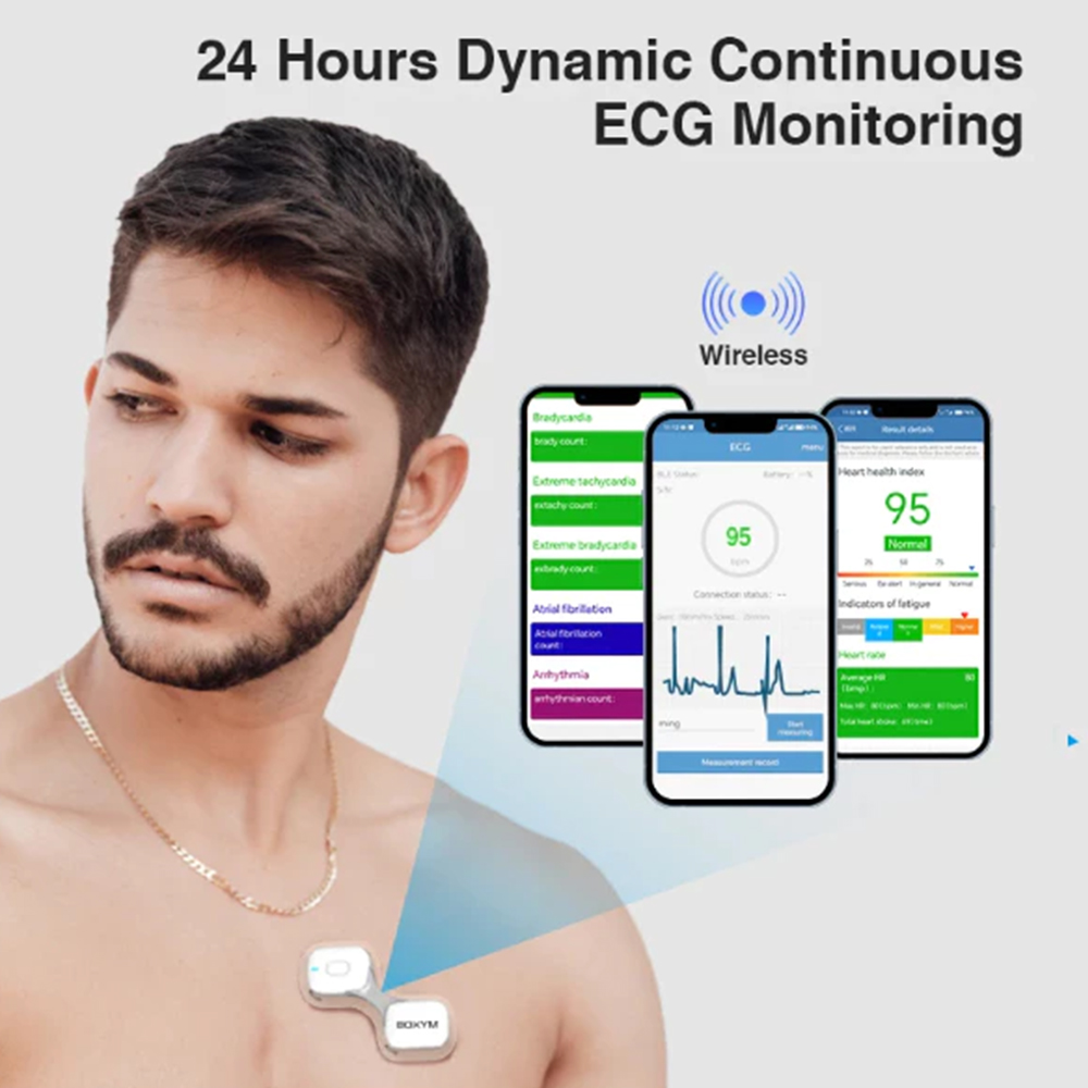 YONKER 36 ชั่วโมง Heart Rate ECG EKG บลูทูธชาร์จ Holter ECG Monitor การ ...