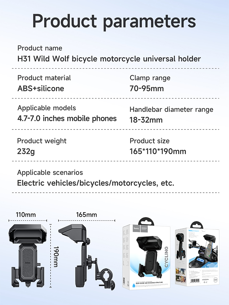 hoco. H31 แท่นยึดโทรศัพท์กับจักรยานและมอเตอร์ไซค์ Motorcycle Bike Phone ...