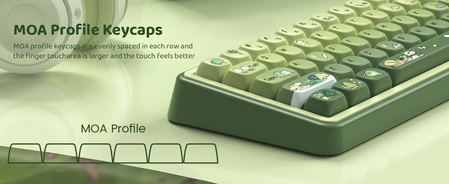 Womier PBT Keycaps MOA Keycaps สีเขียว Dye-Sublimation Custom คีย์บอร์ด ...