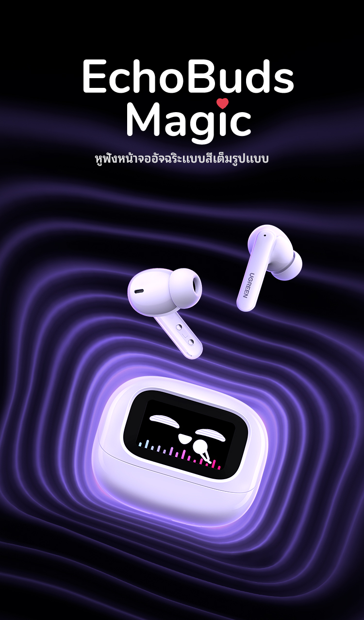 UGREEN Clipbuds Magic หูฟังบลูทูธคลิปหนีบ หน้าจอสัมผัสอัจฉริยะ Bluetooth 5.4 ความหน่วงต่ำ ใช้งานได้นาน 30 ชั่วโมง กันน้ำระดับ IPX5