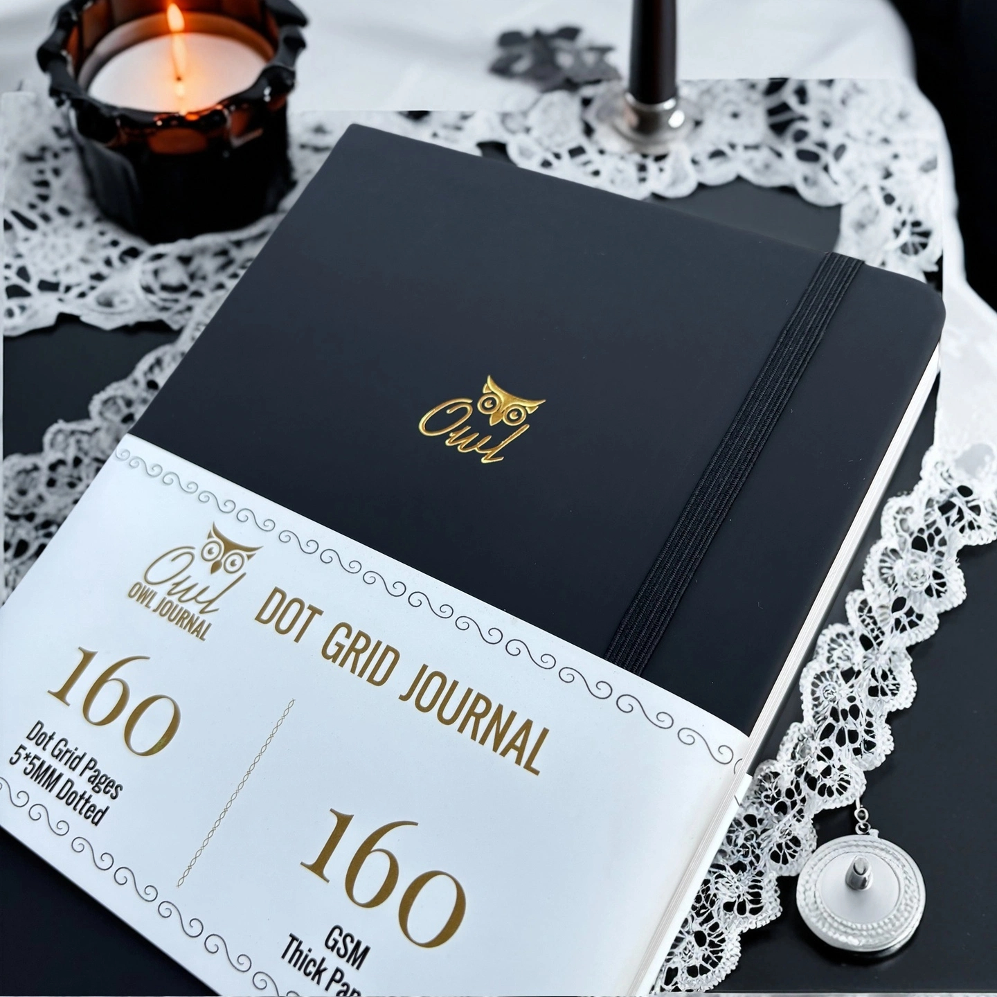 BUKE OWL A5 หนัง PU Dotted Journal - 160 หน้าตัวเลข Dot Grid Notebook ...