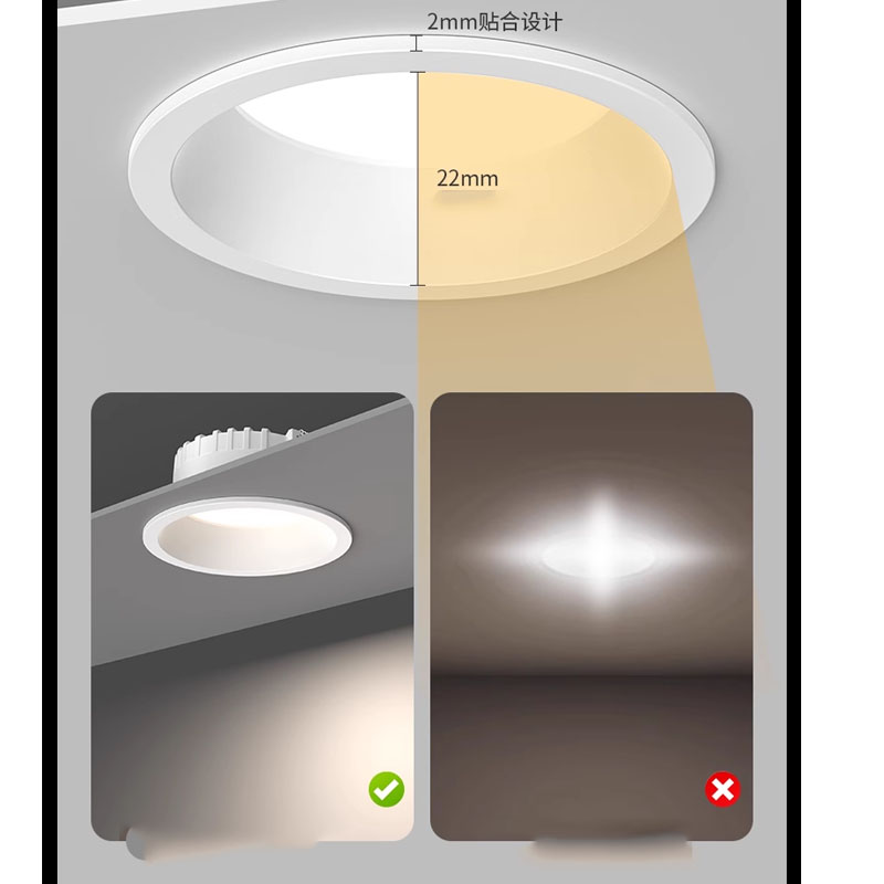 Dimmable Pin Light Led โคมไฟเพดานแผงดาวน์ไลท์ฝังลึก Antiglare แคบ ...