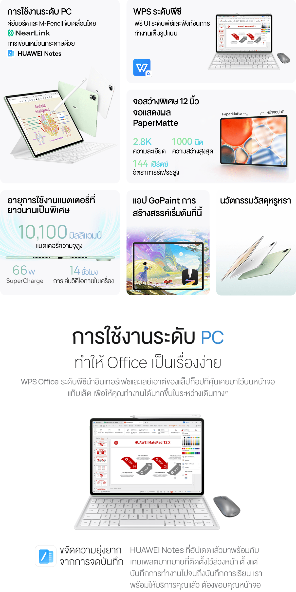 [11.15 | โค้ดลด 10%] HUAWEI MatePad 12 X | แท็บเล็ต | PC-level WPS ...