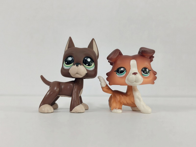 2 ชิ้น/ล็อต Littlest Pet Shop ของเล่น Great Dane Collie Dog #1519#1542 ...