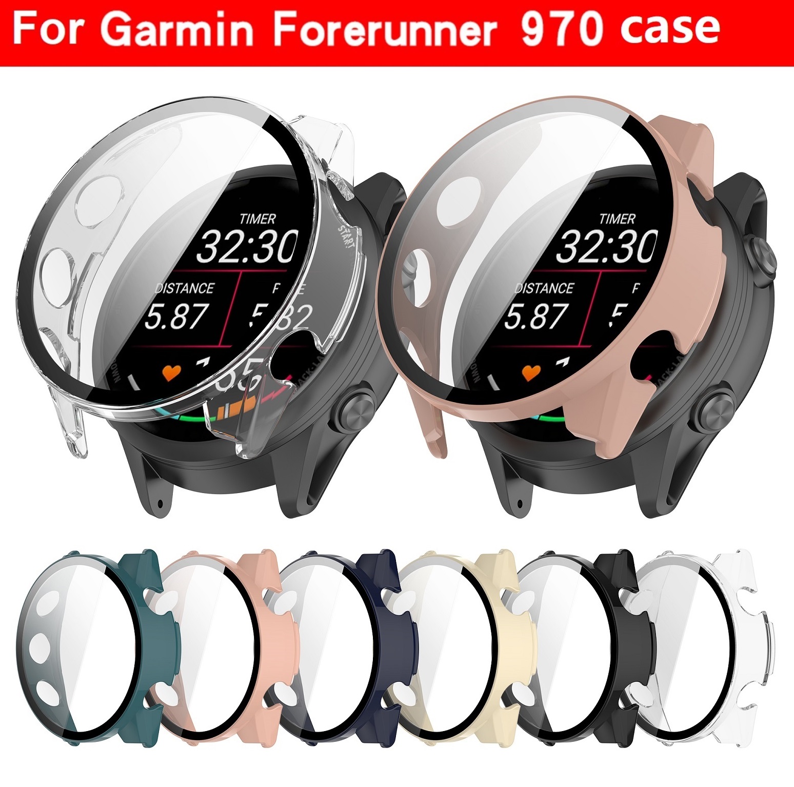 เคส Garmin Forerunner 970 Case Full Covered PC Tempered Glass Garmin ...