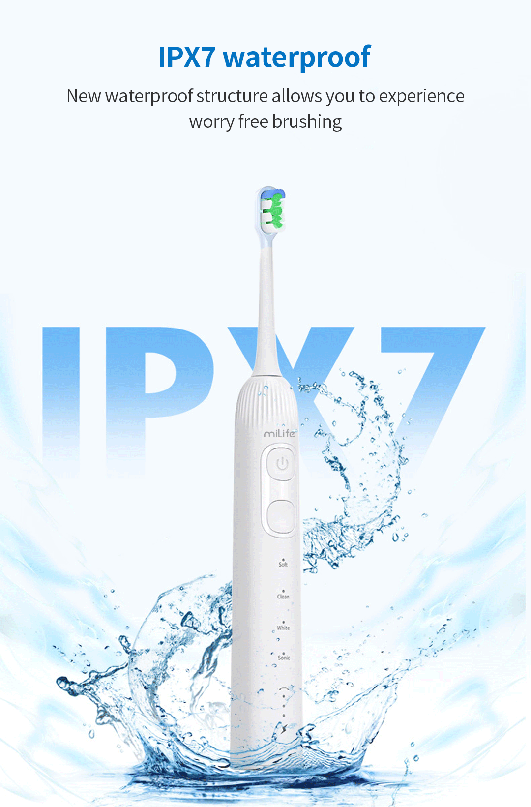 MiLife แปรงสีฟันไฟฟ้า X300-U 4 โหมด IPX7 กันน้ํา Electric Toothbrush ...