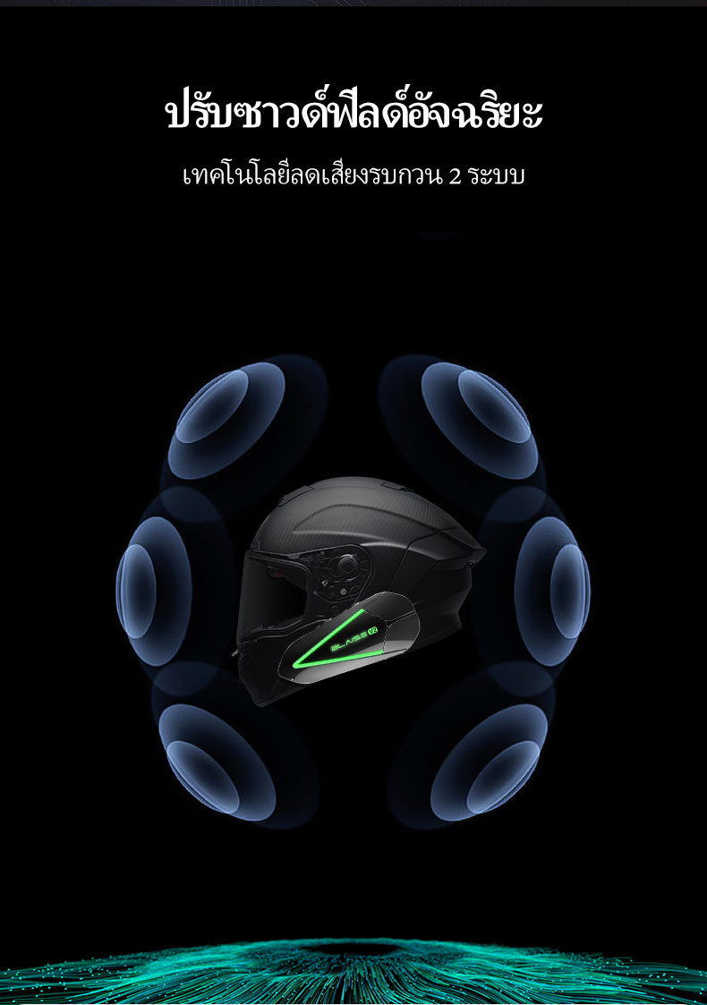 BLAISE V2 อินเตอร์คอม 2 คน ชุดหูฟังบลูทูธหมวกกันน็อคสำหรับรถจักรยานยนต์ หูฟังอินเตอร์คอม แชร์เพลงและคุยอินเตอร์คอมได้พร้อมกัน