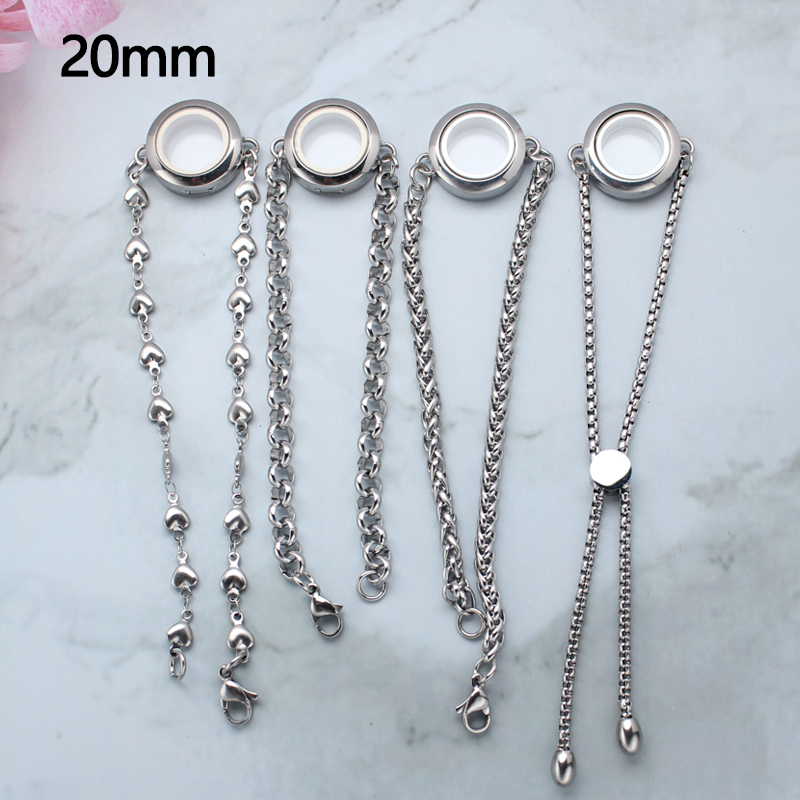 25mm Gawu กล่องสแตนเลสสตีลแก้วกล่องเฟสสร้อยข้อมือ Hollow รอบกรอบรูป ...