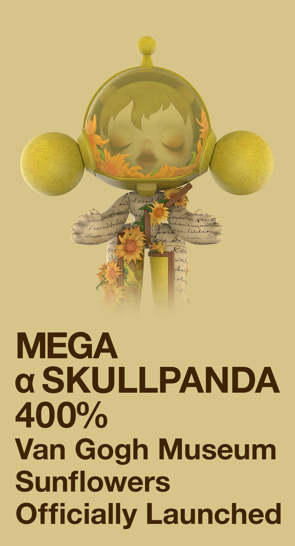 POP MART MEGA α SKULLPANDA 400% Van Gogh Museum Sunflowers