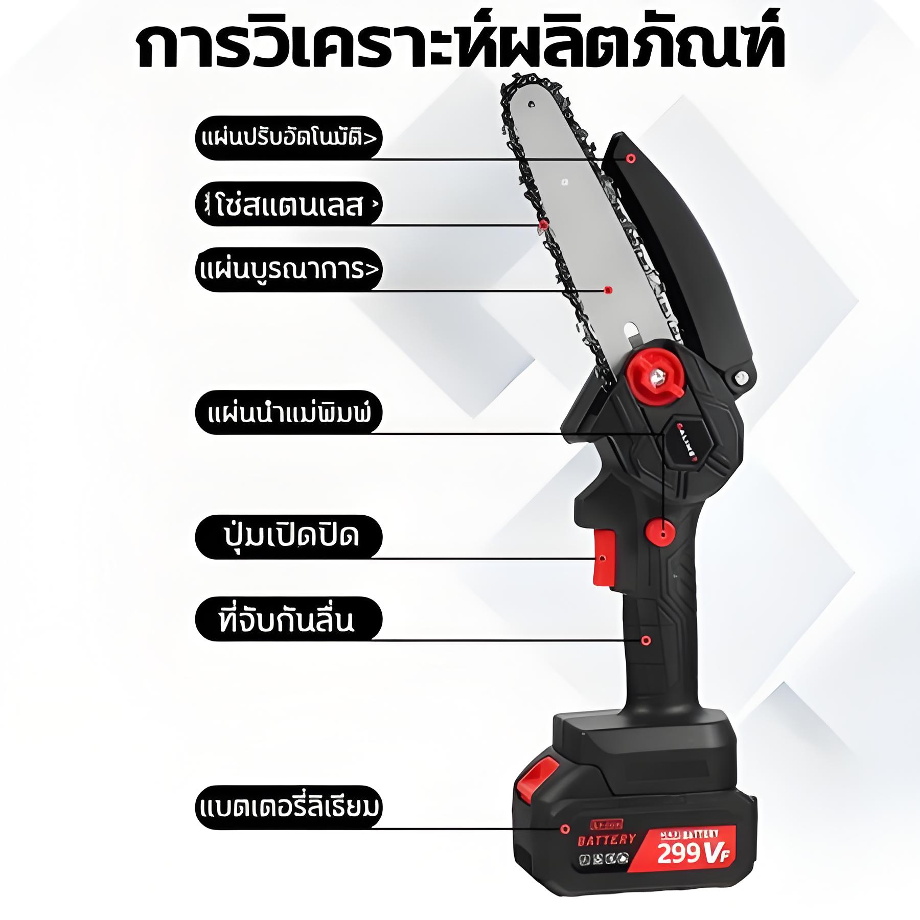 DECKER COD เลื่อยแบตเตอรี่ 6 นิ้ว 1200W เลื่อยโซ่ไฟฟ้า เลื่อยไฟฟ้าไร้ ...