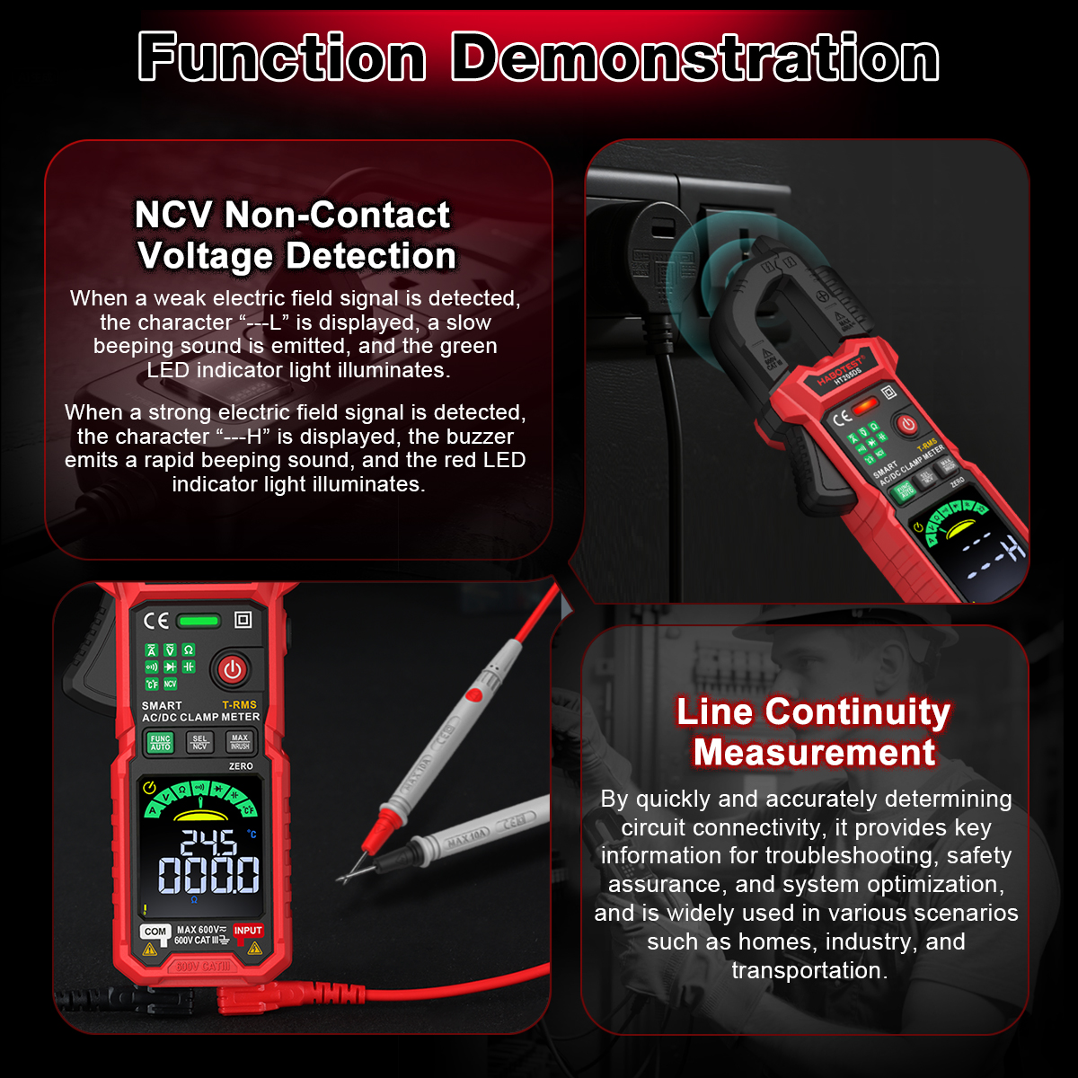 HABOTEST HT205AS/DS มัลติมิเตอร์แบบดิจิตอล 600A กระแส AC/DC และเครื่อง ...