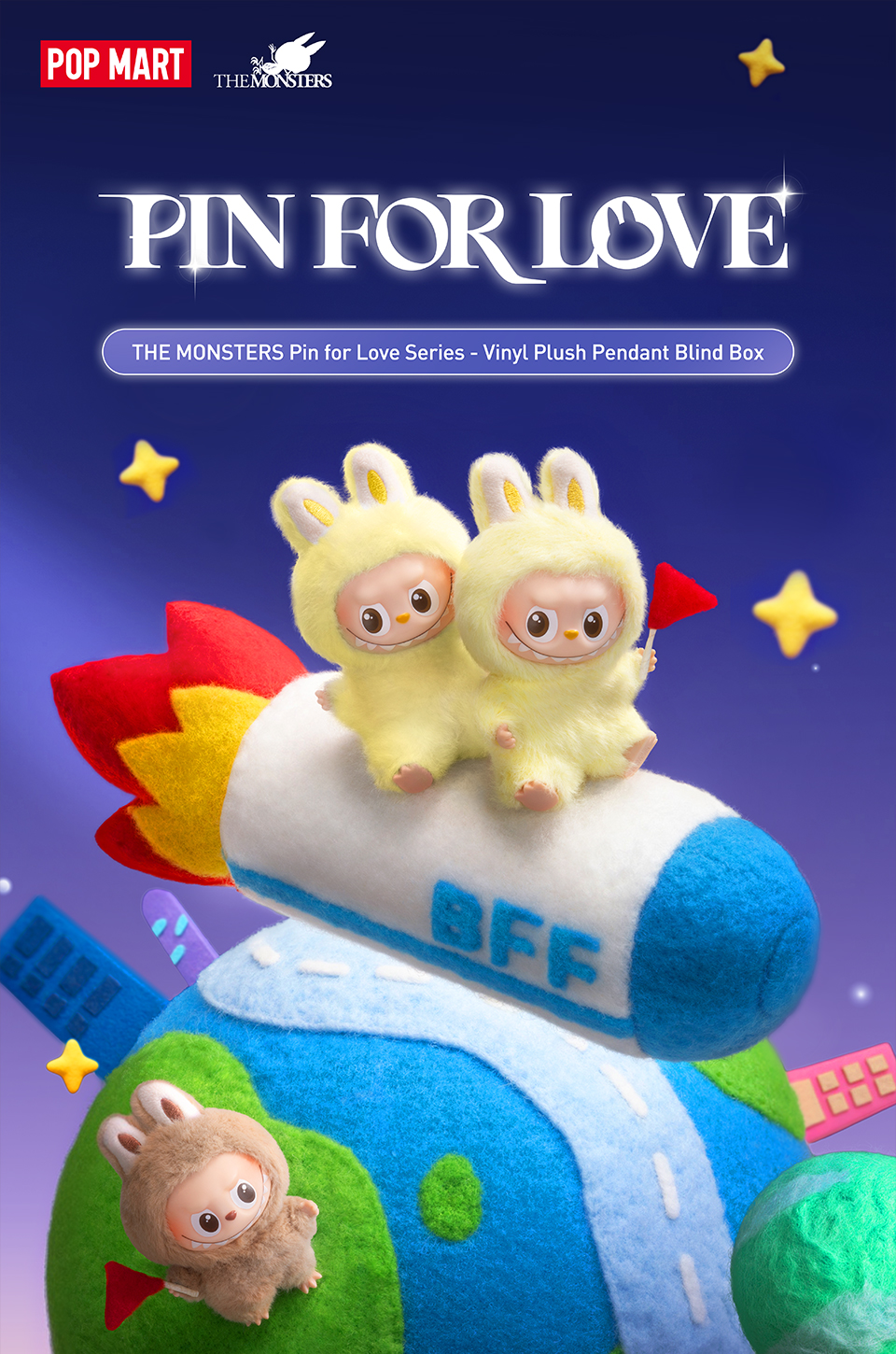 【正規品】POP MART THE MONSTER PIN FOR LOVE THE MONSTERS Pin for Love Series-Vinyl Plush Pendant Blind
