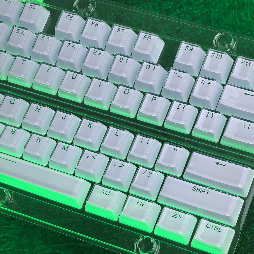 สีขาว Jello Keycaps โปรไฟล์ OEM 104/123 คีย์ PC Double Shot Light ...