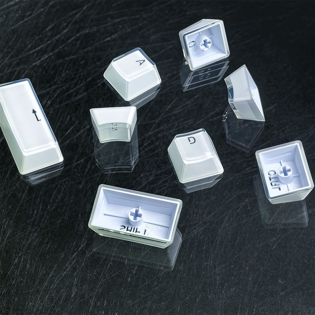 สีชมพู Jello Keycap 104/123 คีย์โปรไฟล์ OEM PC Double Shot Light ...
